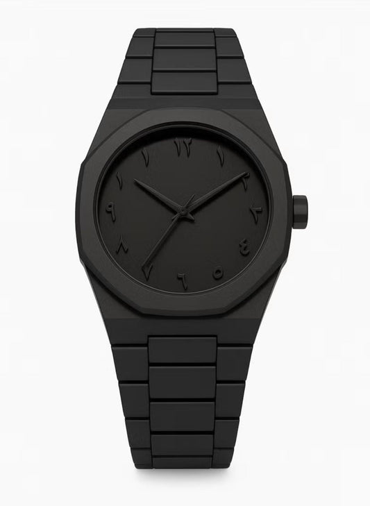 Aura Mens - Arabic Numerals Minimalistic Matte Black Watch