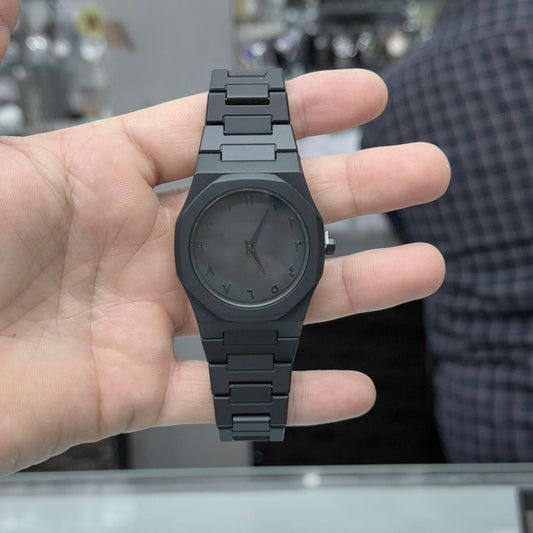 Aura Mens - Arabic Numerals Minimalistic Matte Black Watch